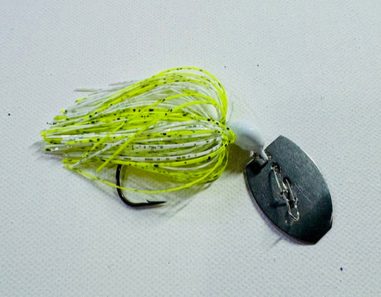 Chartreuse/White Bladed Bass Jig